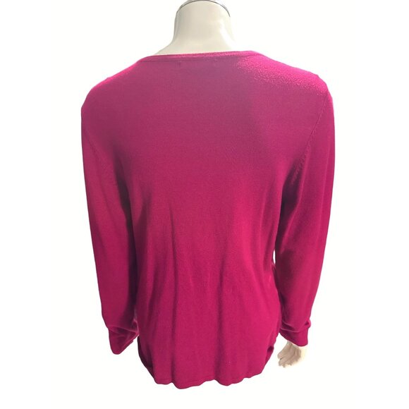 Vintage Apt 9 Burgundy Wine Wrap Layered Sweater With Black Sequined Long Sleeve - Picture 3 of 8